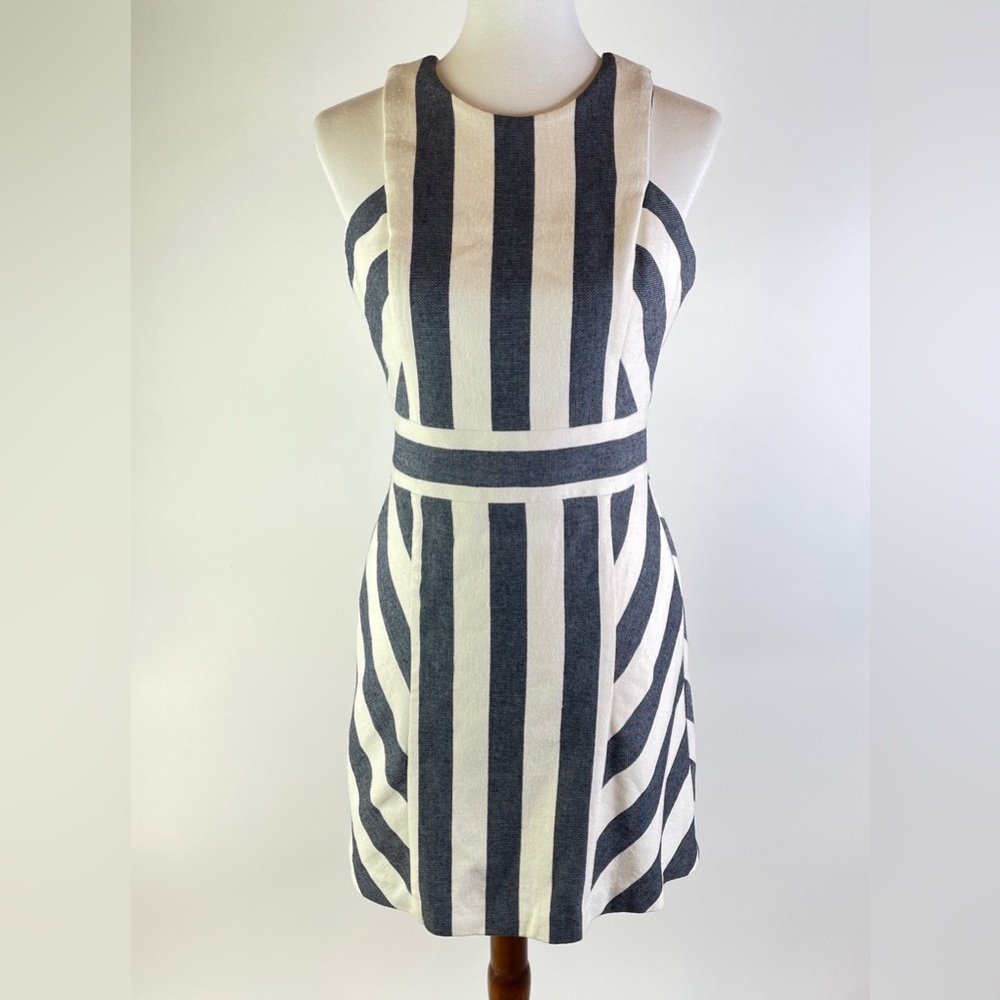 NWT MILLY Sleeveless Navy Graphic Stripe Maya Dress